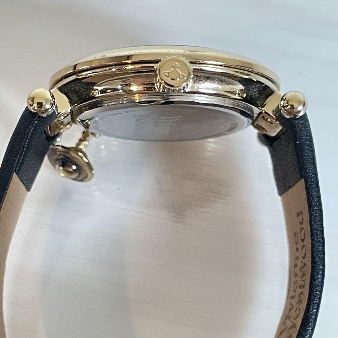 Vivienne Westwood Black Leather Orb Watch