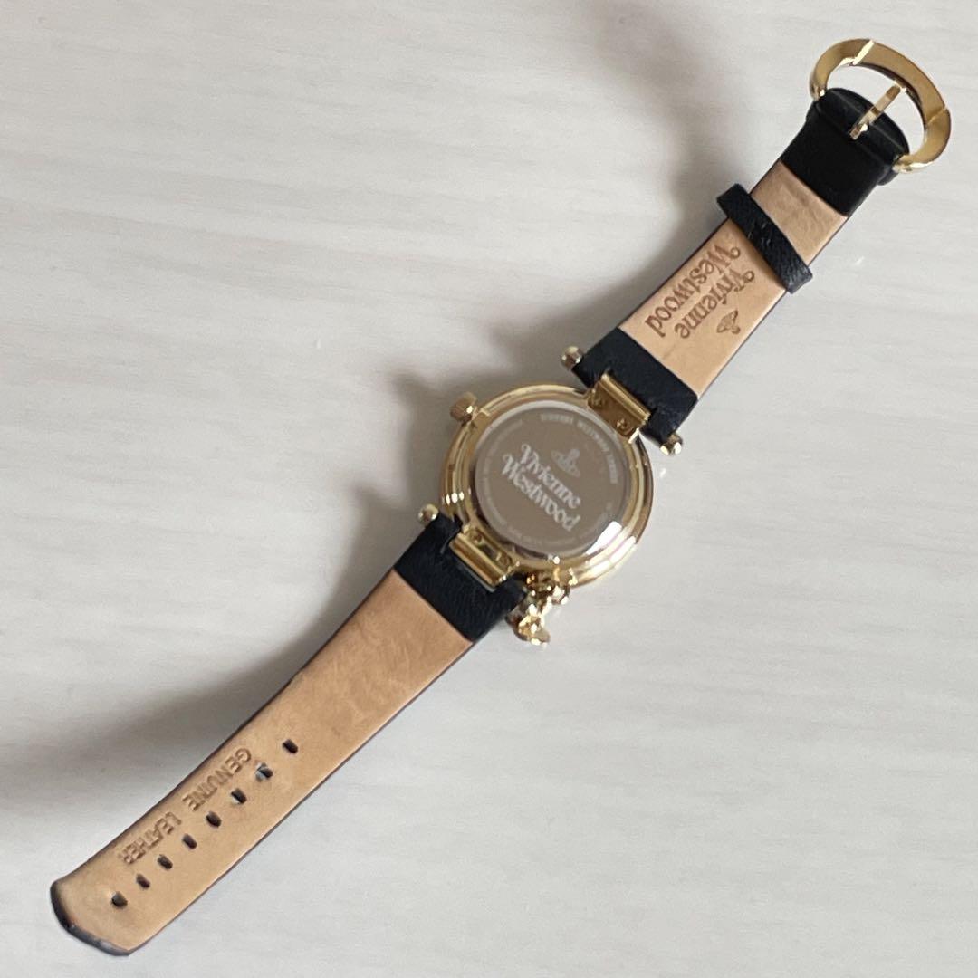 Vivienne Westwood Black Leather Orb Watch